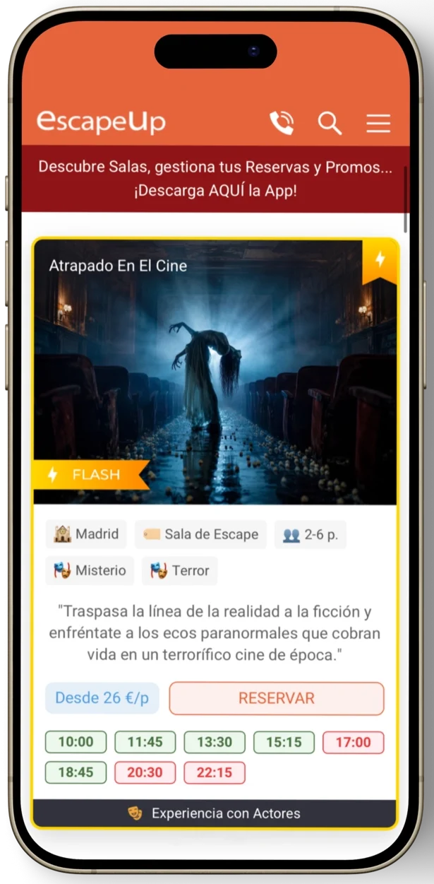 Ficha en el móvil con la etiqueta 